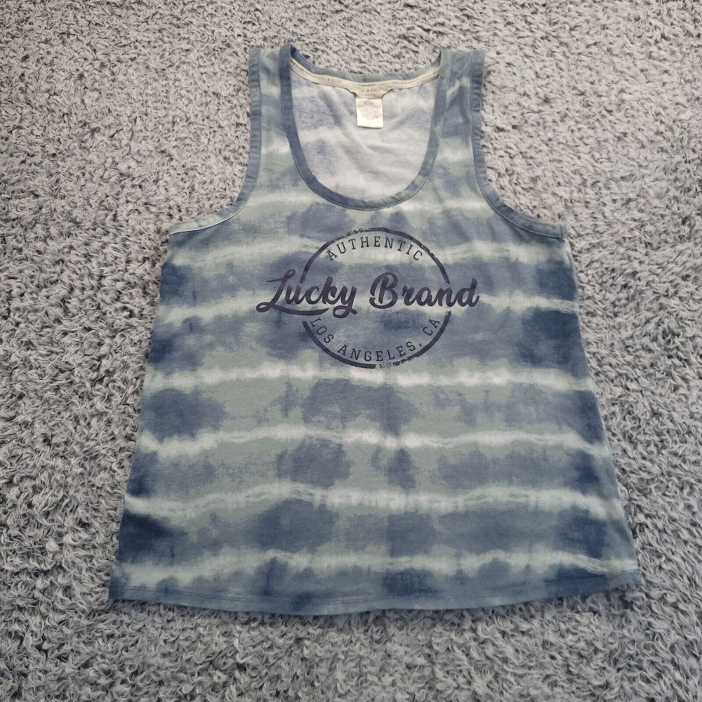 Lucky Brand Shirt Womens Medium Blue Sleeveless Tank Top Casual Summer Tie Dye